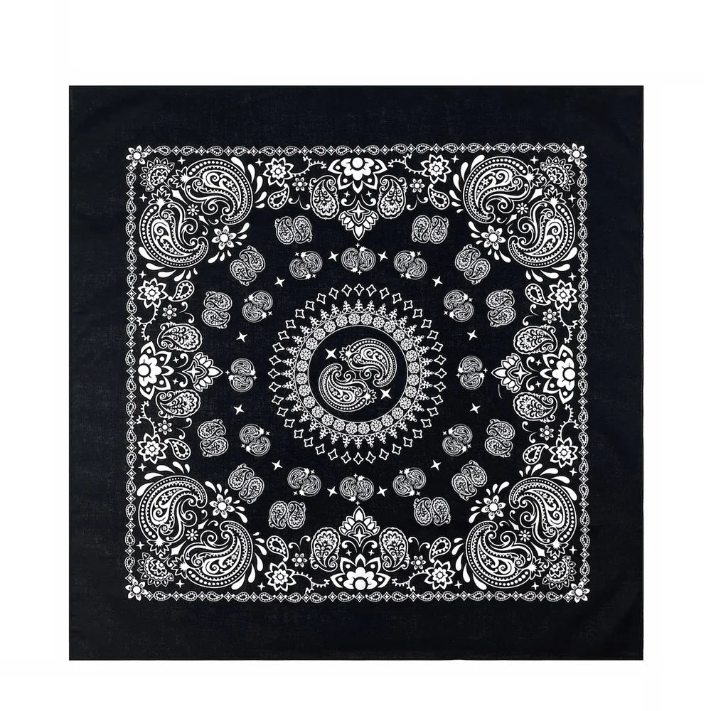 70CM Oversized Hip Hop Amoeba Cashew Cotton Square Bandana Scarf Headband Black Paisley Gifts For Men/Boys/Girls