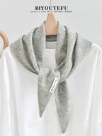100% Australian Wool Knitted Triangle Scarf Shawl Women's Autumn  Winter Warm Neck Protection Scarf Decorative  Small Scarf
