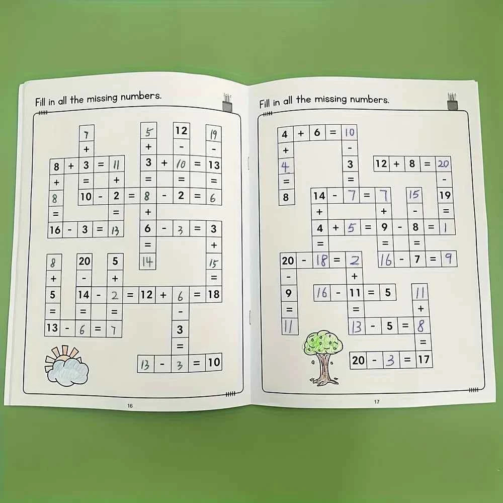 Children's Math Exercise Books, Addition and Subtraction Practice Books, Early Education Learning Workbooks, Math Improvement Tools, Children's Math Crossword Toys, Educational Books, Christmas, Birthday, Halloween Gifts