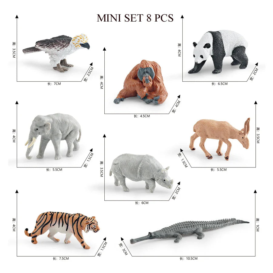 Simulation Mini  Farm Poultry Puppy Crocodile Pegasus Monkey Bird Wildlife Figurine Animal Model Sets Education Kid Toys