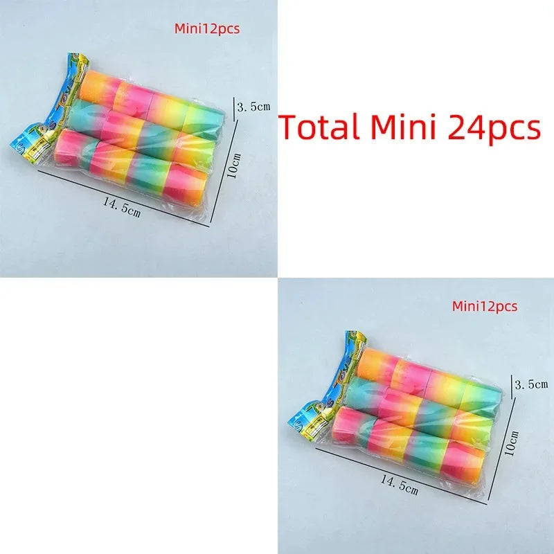 24PCS Rainbow Magic Springs Circle Toys Kids Birthday Party Favors Guests Giveaway Small Gifts Pinata Fillers Flexible Funny Toy