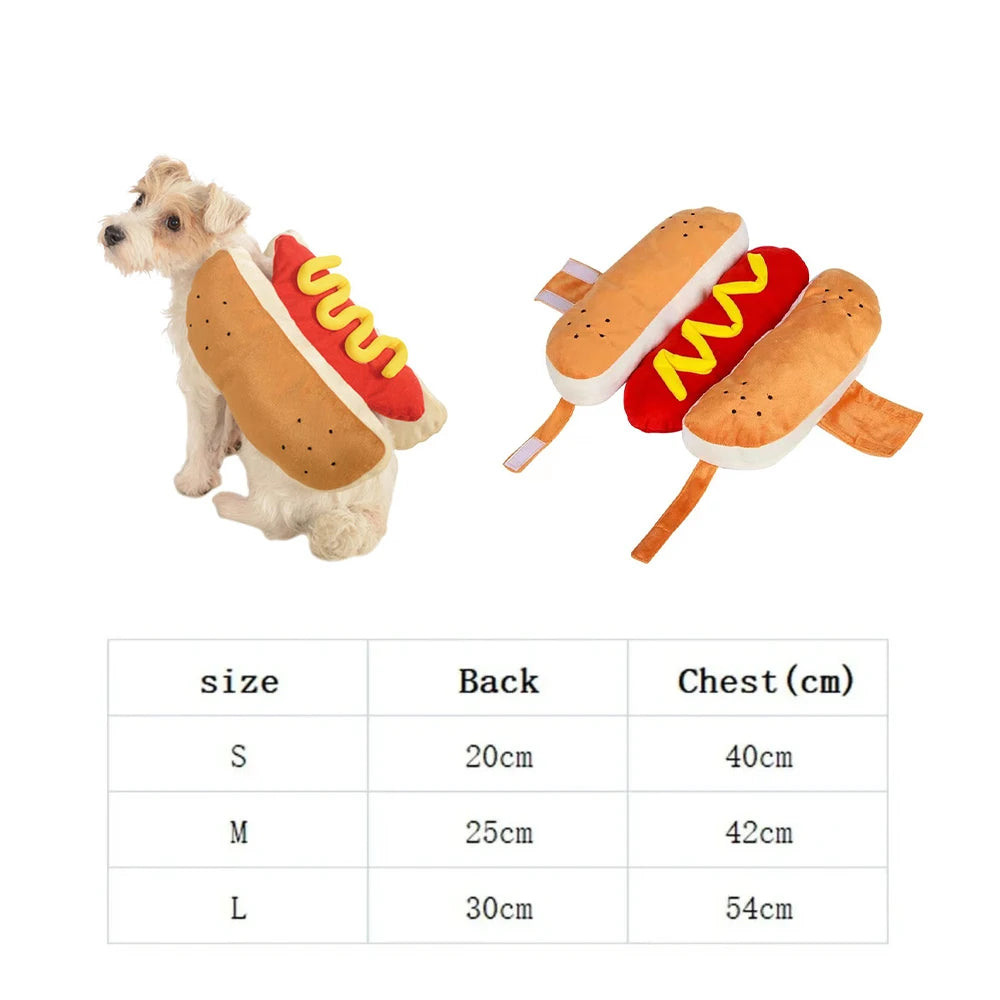 Funny Hot Dog Halloween Costume for Dogs & Cats – Adjustable Pet Outfit