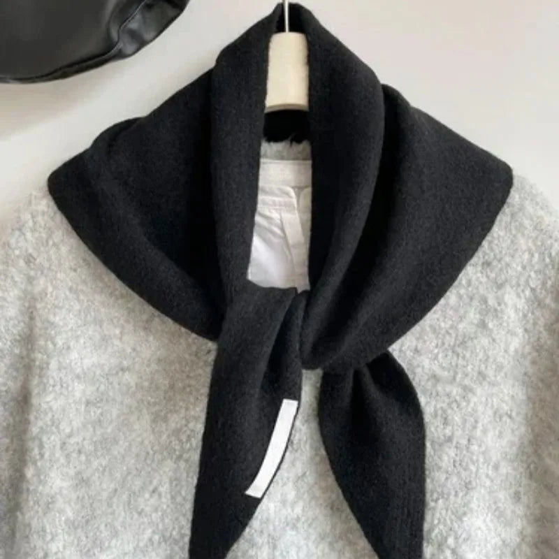 British Korean Style Niche Wool Knitted Triangular Scarf Women Headscarf Knitted Scarf Multi-functional Warm Knitted Scarf