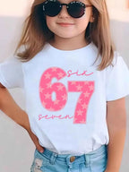 Funny Six Seven Italian Brainrot 67 Number Graphic Print T-Shirt Boy/Girl Summer Short Sleeved Kids Loose Comfortable Tshirt Top