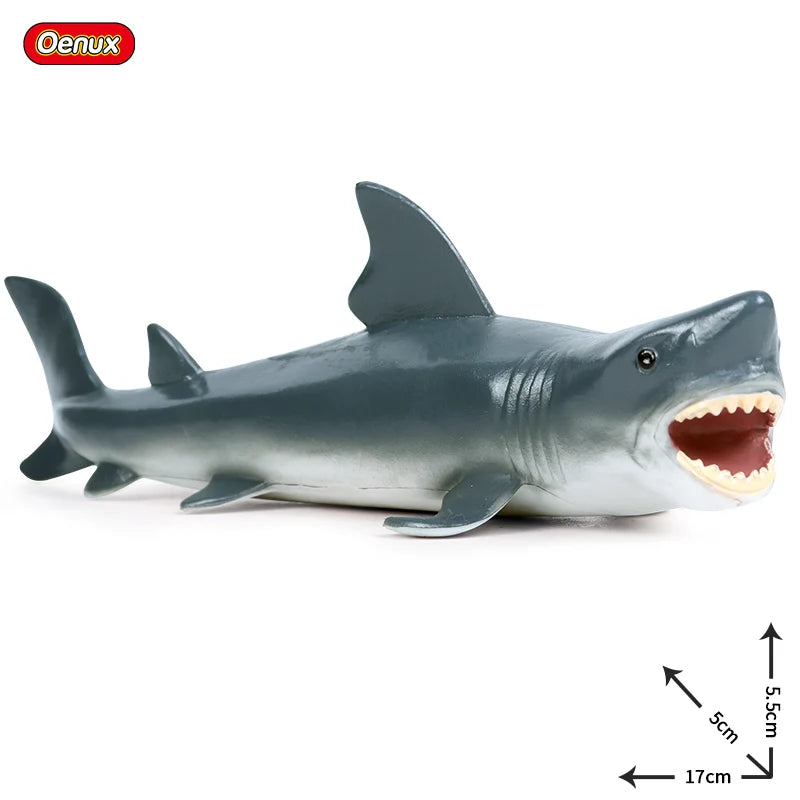 Oenux Ocean Animals Action Figures Sealife Shark Whare Megalodon Model Figurines PVC Home Decoration Kid Cognitive Education Toy