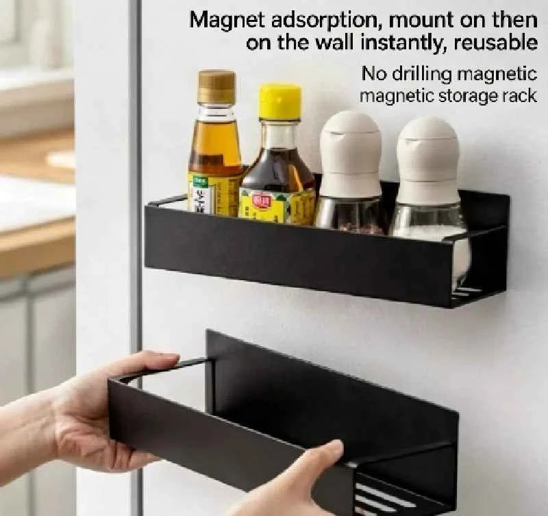 2pcs Magnetic Storage Shelf Household Kitchen Refrigerator Washing Machine Side Hanging Storage Rack, Multifunctional Storage