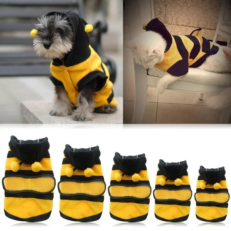 Bee Pet Hoodie – Fleece Dog & Cat Costume Sweater