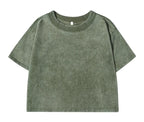 100% Cotton Washed T-Shirts For Women Loose O-Neck Crop Tops Y2k Street Female Clothes Summer Casual Vintage Short Sleeve Tees