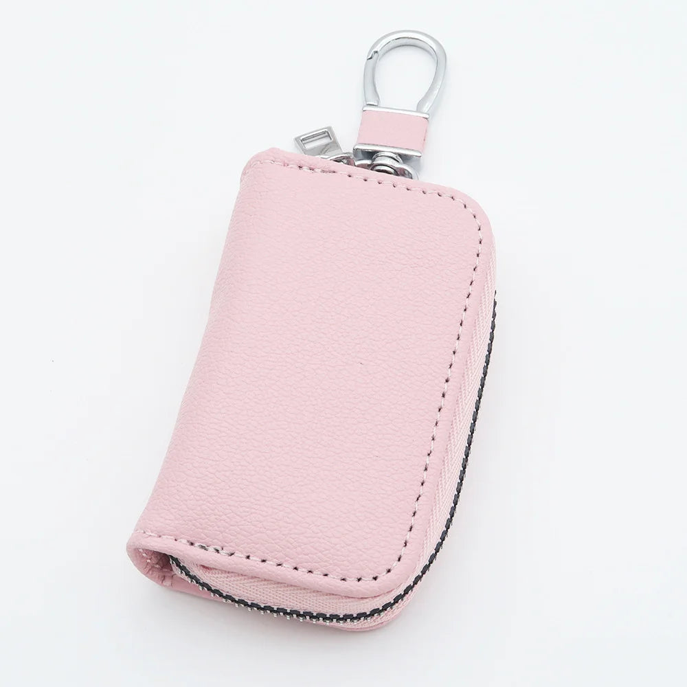 Men Key Holder Housekeeper PU Leather Car Key Wallet Keys Organizer Women Keychain Cover Zipper Key Case Bag Unisex Pouch Purse