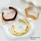 3Pcs Irregular Wavy Cuff Bangle Set For Women Resin Chunky Wave Bracelets Minimalist Stackable Wristband Trendy Jewelry Gift New