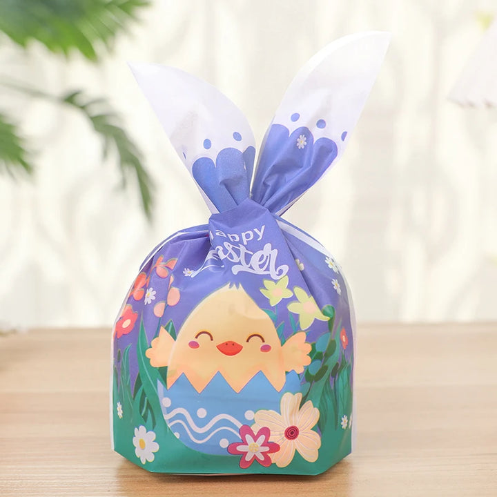 Close-up of bunny face printed on candy bag
