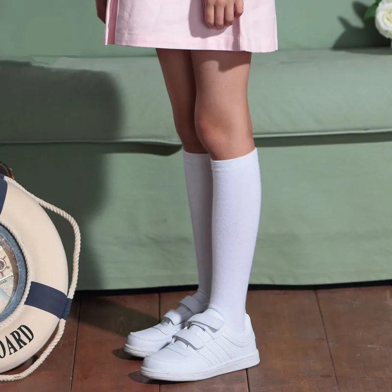 About 28 cm Knee High Socks Kids Boys Girls Socks for School Uniform Children White Socks Student Black  toddler girl socks