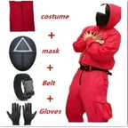 Kids Red Game Jumpsuit Cosplay Party Tracksuit Outfits Props Role Play Classic Costume Belt Full Mask Set