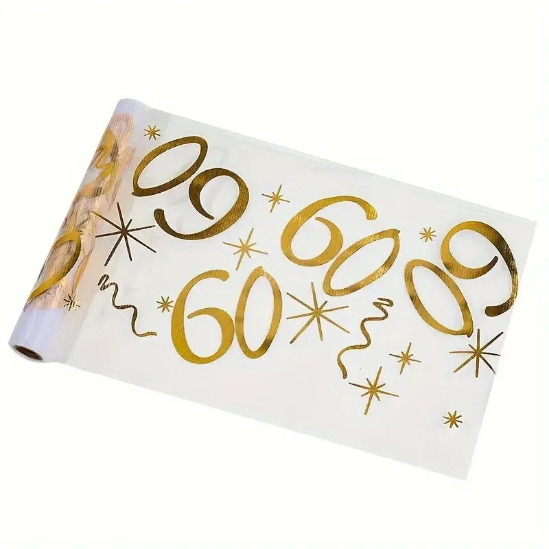 20th 30th 60th Birthday Table Runner Decor for 20 30 60 Birthday Table Party Supplies 3M Gold Table Runner Roll  Birthday Decor