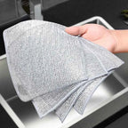 1/50pcs Magic Dishcloth Silver Wire Cleaning Kitchen Cloth Thickened Microfiber Wash Towel Built-in Sponge Steel Wire Ball Rag