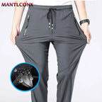 Breathable Men's Casual Pants Quick Dry Straight Elastic Waist Jogger Sweatpants Korean Classic Sport Trousers Plus Size 4XL 5XL