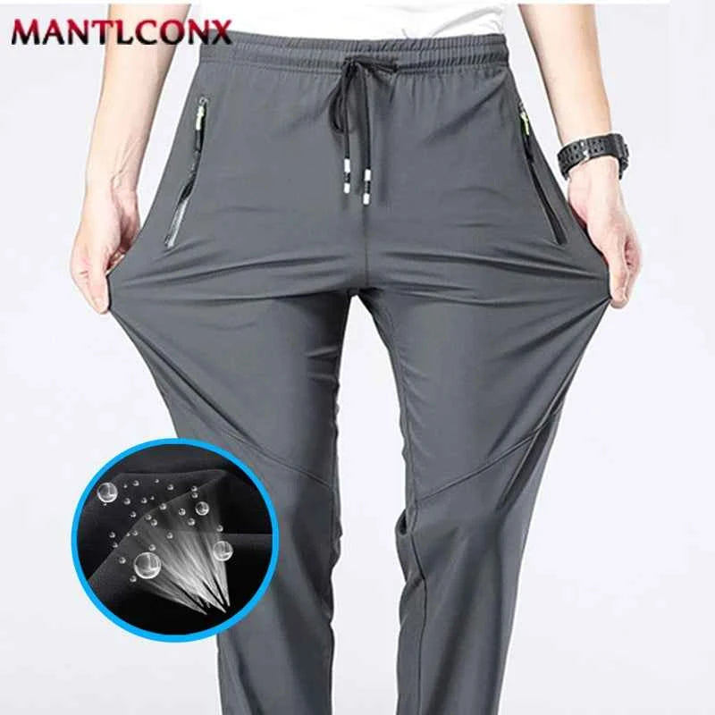 Breathable Men's Casual Pants Quick Dry Straight Elastic Waist Jogger Sweatpants Korean Classic Sport Trousers Plus Size 4XL 5XL