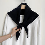 100% Wool Winter Scarf For Women Warm Triangle Knit Scarves Hijab Solid Lady Shawl Wrap Female Pashmina Bandana Head Scarfs New