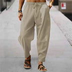 Men's Lightweight Long Pants Summer Solid Color Breathable Loose Trousers Male Elastic Waist Casual Pants Harajuku Trousers
