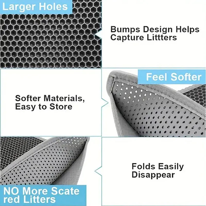 Pet Cat Litter Mat Waterproof Double Layer Cat Litter Trapping Pet Litter Box Mat Clean Pad Products For Cats Accessories - WTN Essentials 