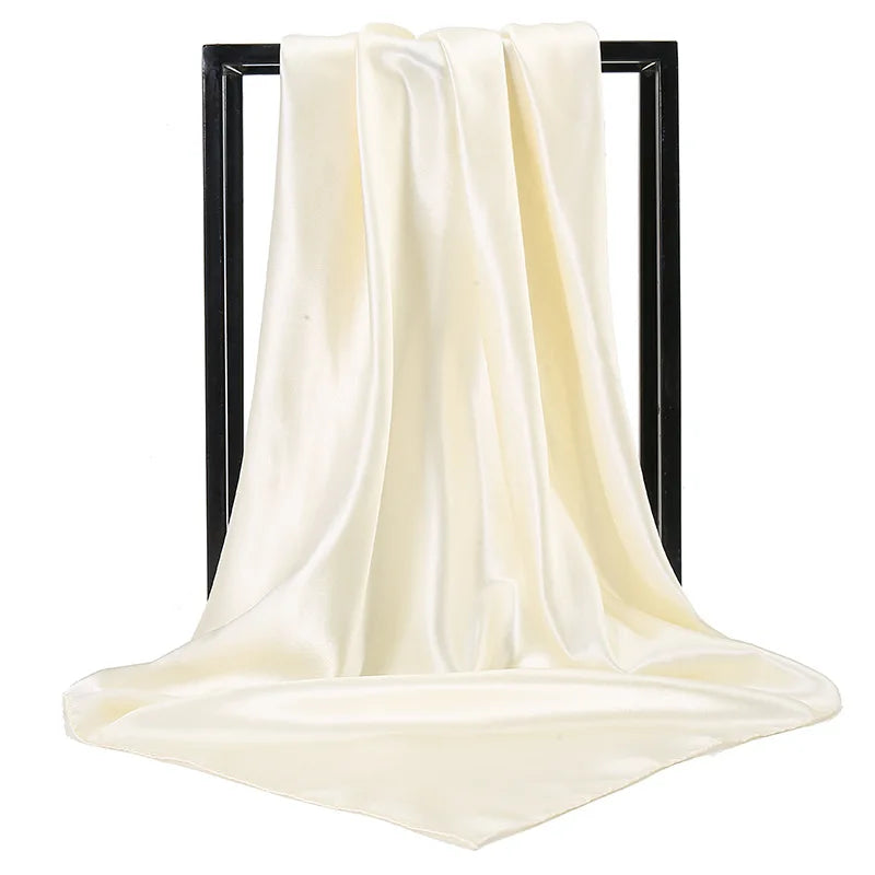 Luxury Brand Silk Scarf Women Satin Solid color Hijab Scarves Muslim Pareo Bandana Female Shawl Wrap Headband Foulard 90*90cm
