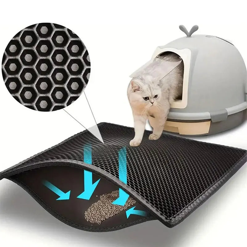 Pet Cat Litter Mat Waterproof Double Layer Cat Litter Trapping Pet Litter Box Mat Clean Pad Products For Cats Accessories - WTN Essentials 