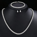ZAKOL Gorgeous Buling AAA Clear Round Cubic Zirconia Wedding Bridal Necklace Earrings Party Jewelry Set for Women