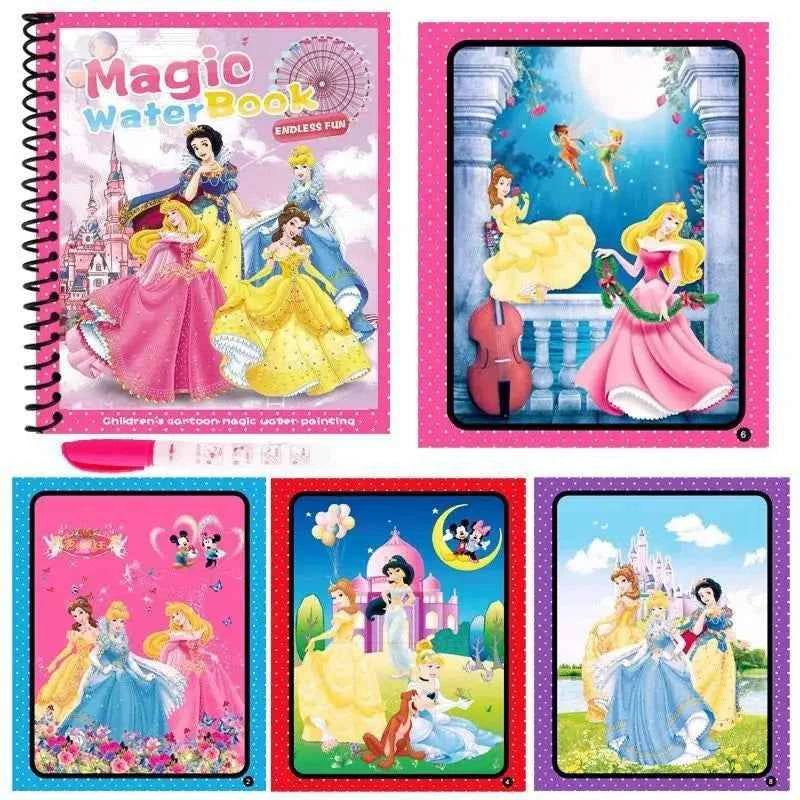 Disney Cartoon Frozen Water Painting Drawing Toys Set Graffiti Minnie Mouse Elsa Princess Watercolour Magic Book for Girls Gift