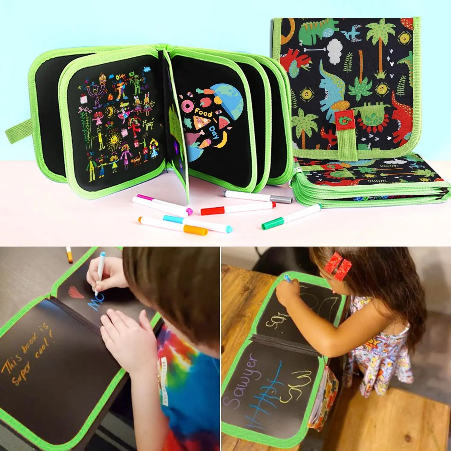 Erasable Reusable Doodle Book Drawing Pad with 12 Watercolor Pens