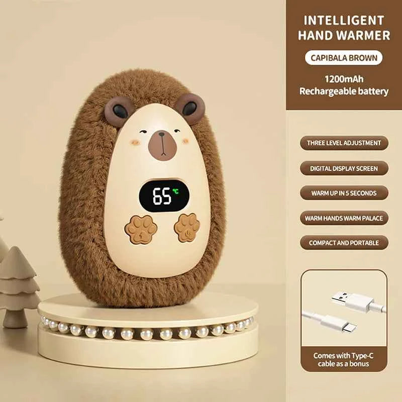 Plush Hand Warmer Winter Mini Portable Three-speed Adjustment Battery Life Long-lasting Smart Temperature Control Hand Warmer