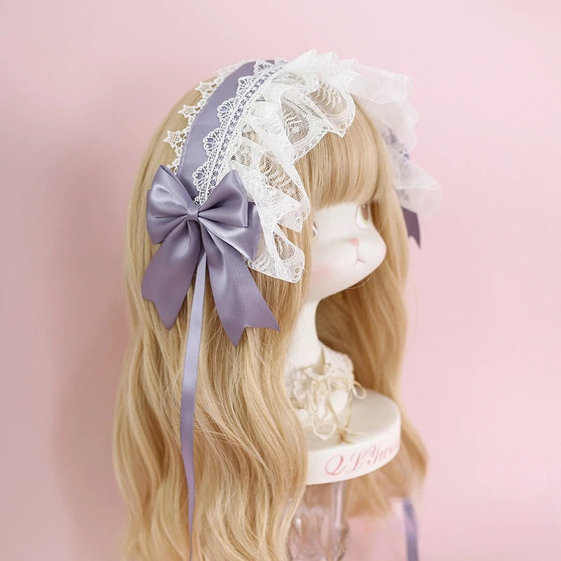 lolita headband hair accessories hair accessories sweet lace headband KC dark ribbon bow