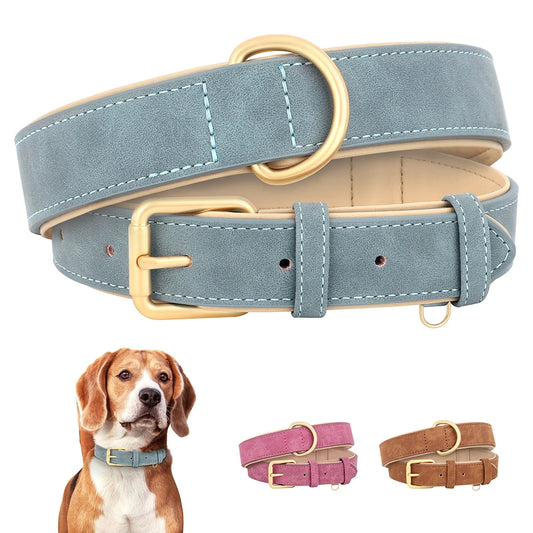 Durable Dog Collar Leather Dogs Collars Soft Padded Pet Pitbull Necklace Adjustable For Small Medium Large Dogs Pug Pet Products - WTN Essentials 