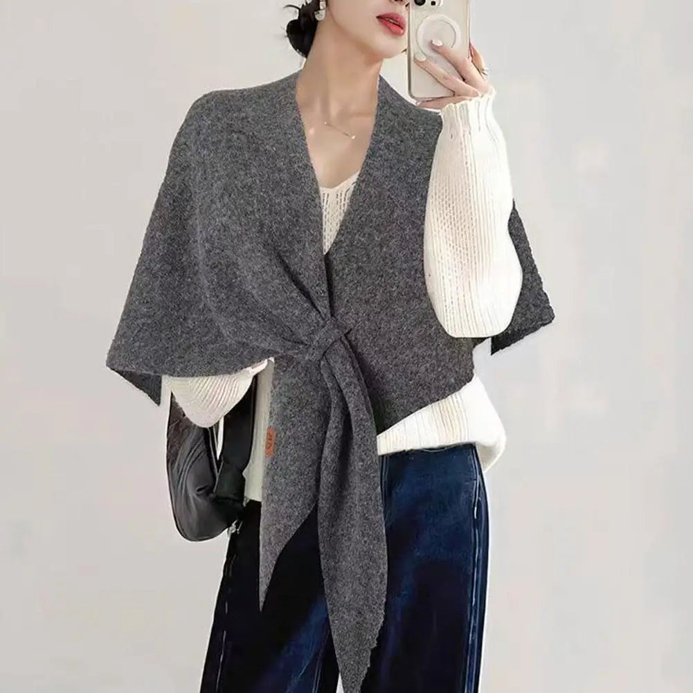 Autumn&Winter NEW Women's Neck Wrap Wool Blended Triangular Shawl Female Thickened Knitted Warm Shoulder