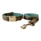 Christmas Grid Dog Collar & Leash Set with Free ID Tag for All Dogs