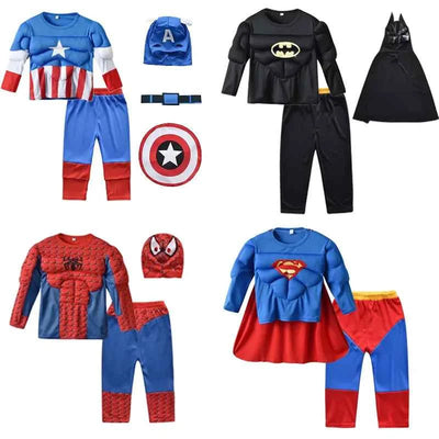 Avengers Superhero Hulk Captain America Cosplay Costume Boys Girls Spiderman Muscle Suit Halloween Carnival Party Clothes