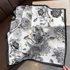 2025 Silk Shawl Print Headscarf Cat Hair Wrap Neckerchief Female Satin Square Scarf For Women Headband Foulard Hijab Bandana