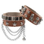 2024 New PU Leather Bracelet Punk Bracelet Adjustable Skull Goth Cuff Bracelet Gothic Rivet Buckle Wristband for Men Women