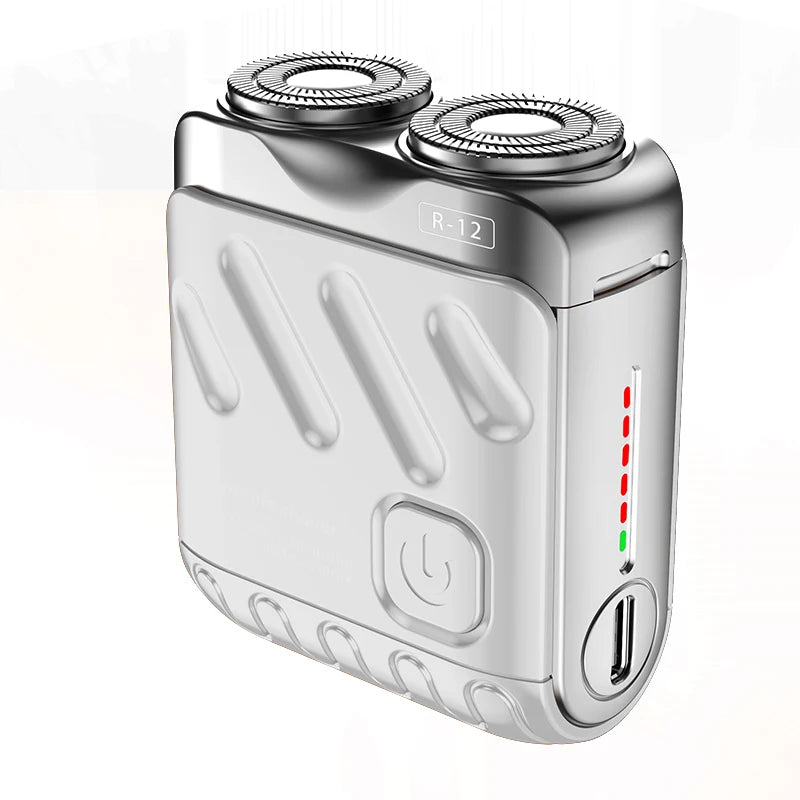 Mini Electric Shaver Dual Head Waterproof Type-C Rechargeable Shaver Travel Rotary Razor Men's Portable Hair Beard Trimmer Tool
