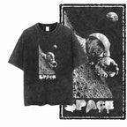SA ASTRONAUT SPACE THEMES Printed Cotton Acid Washed Graphic Unisex T Shirt Cool Streetwear Men Tshirts Big Size Tee for men