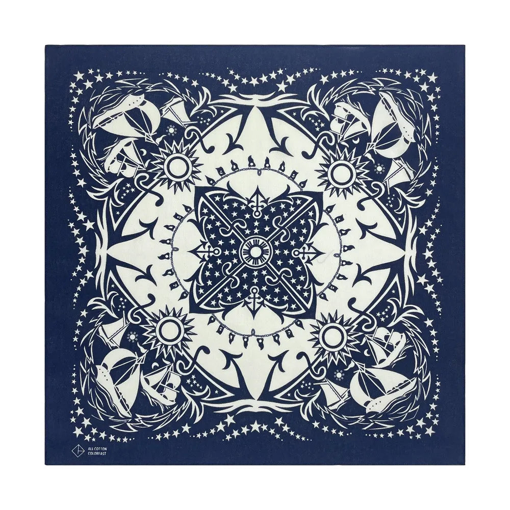 Navy Blue Cashew Hip Hop Cotton Square Bandana Scarf Riding Headband Paisley Gifts For Men Unisex