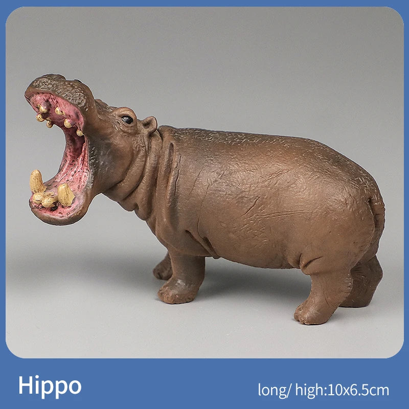 Educational Solid Simulation Animal Models Wild Animal World Toys - Elephant Crocodile Hippo Giraffe Action Figures for Kids