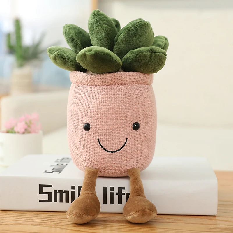 Tulip & Succulent Plant Plush Toy – Cute Stuffed Doll Bookshelf Décor, Soft Kawaii Pillow Pendant & Birthday Gift for Girls