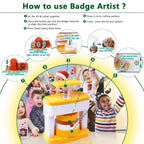 Badge Maker for Kids, DIY Pin Button Badge Maker Machine, Portable Press Machine Badge Punch Kit with 48 Patterns Badges
