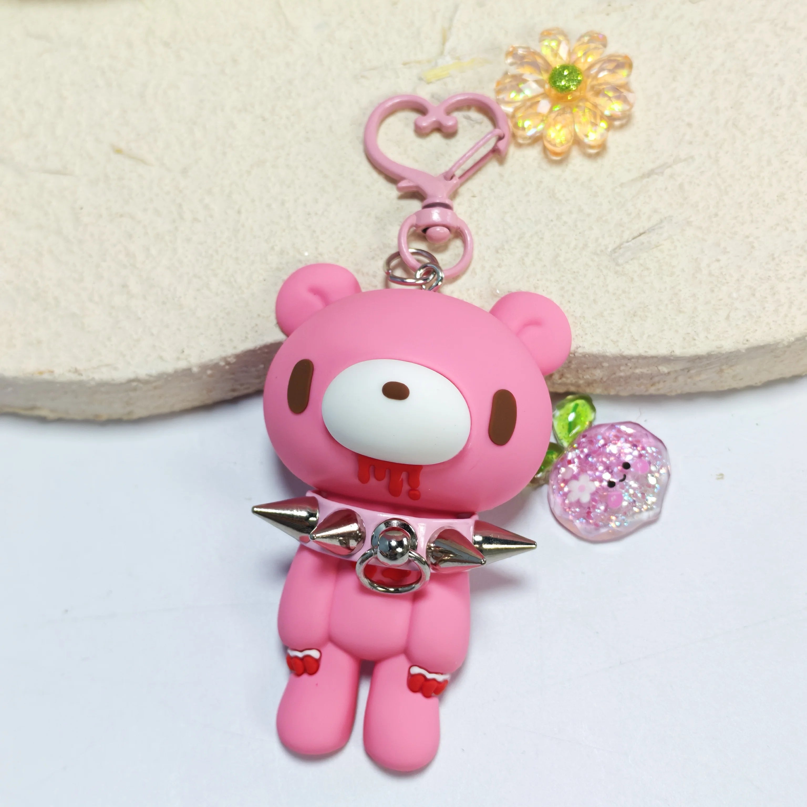 Demon Bear Keychains:Cute Punk Bag Charms with Spiked Collars,Unique Evil Teddy Trinkets,Stylish Collectible Accessories&Gift