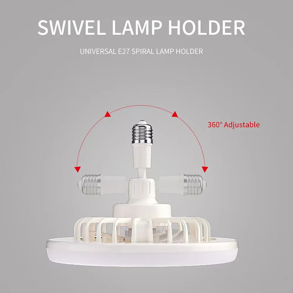 3 in 1 E27 Ceiling Fan Light with Remote Control Rotatable LED Lamp Converter Base for Bedroom Living Room Kitchen Home Decor