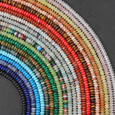 Natural Flat Round Stone Beads Abacus Shape Jaspers Quartzs Gems Beads For DIY Necklace Earrings Jewelry Making Accessori 2*4mm