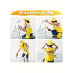 Toddler Construction Worker Vest Costume, Worker 5 Piece Playset, Yellow Reflective Vest with Tools, Party Dress Up