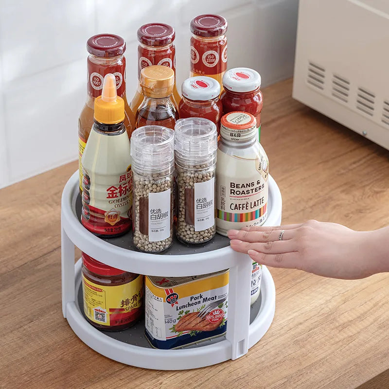 1/4Pcs 360 Rotatable Anti Sliding Kitchen Condiment Rotatable Storage Rack Tableware Cabinet Round Multi Functional Storage Rack