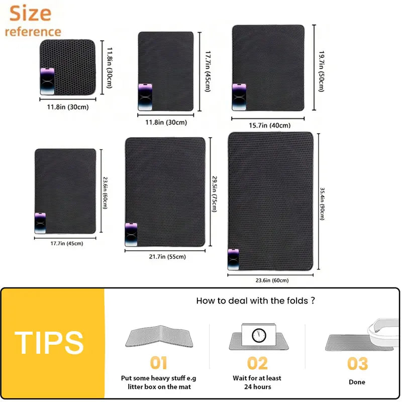 Pet Cat Litter Mat Waterproof Double Layer Cat Litter Trapping Pet Litter Box Mat Clean Pad Products For Cats Accessories - WTN Essentials 