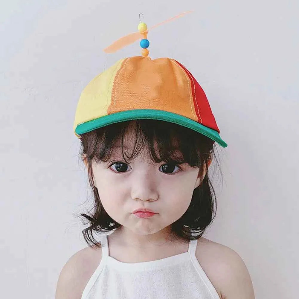 Bamboo Dragonfly Rainbow Sun Cap Funny Adventure Dad Hat Snapback Hat Helicopter Propeller Design for  Boys Girls Adult